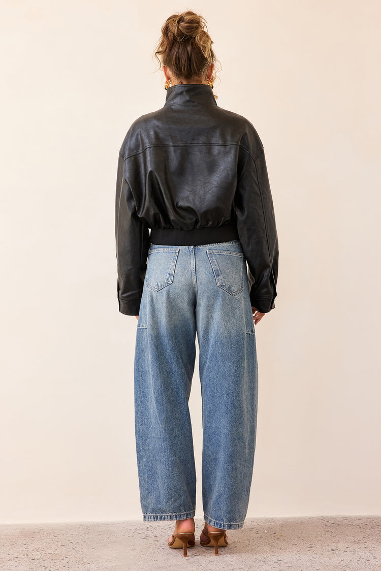 Midnight Form Vegan Leather Jacket - Black-OUTERWEARS