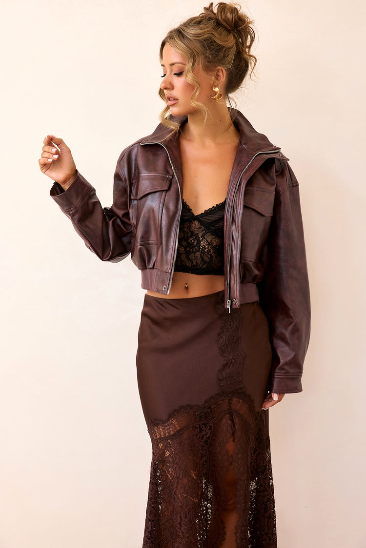 Midnight Form Vegan Leather Jacket - Wine-OUTERWEARS