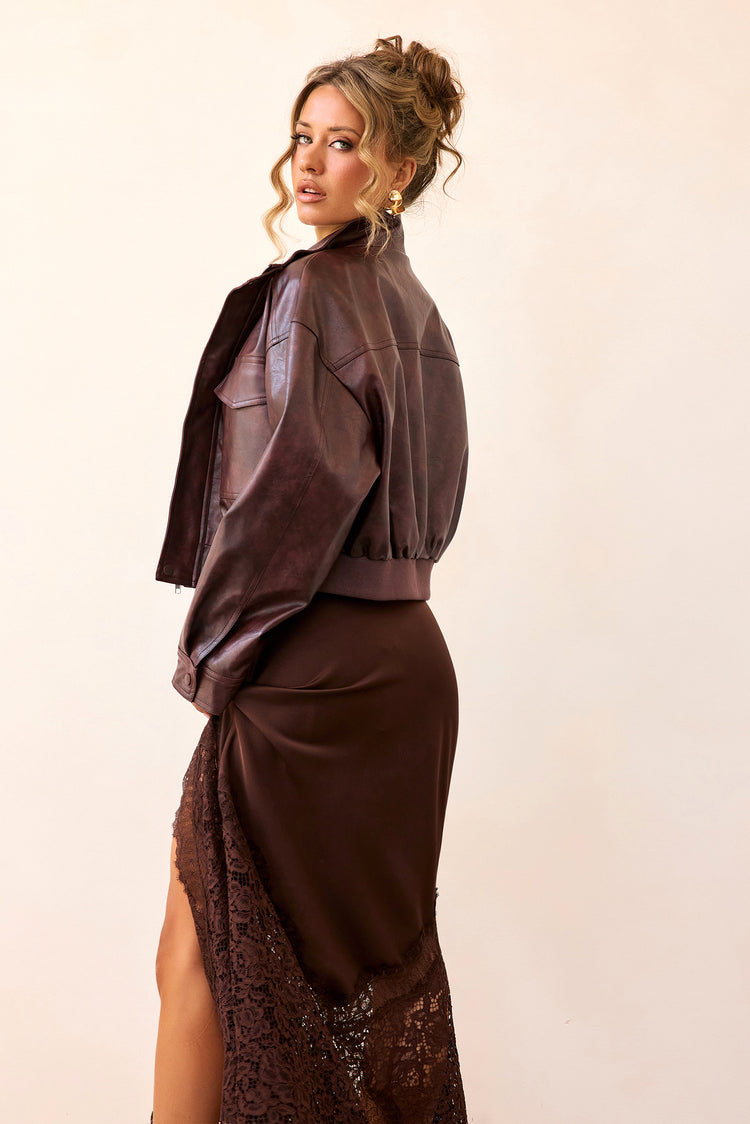 Midnight Form Vegan Leather Jacket - Wine-OUTERWEARS