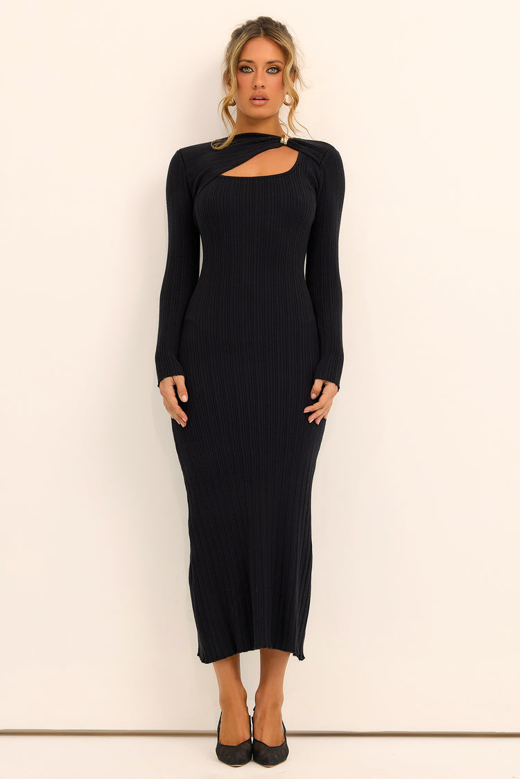 Nocturne Knit Midi Dress - Black