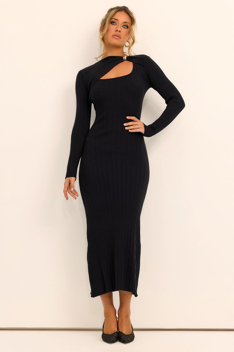 Nocturne Knit Midi Dress - Black