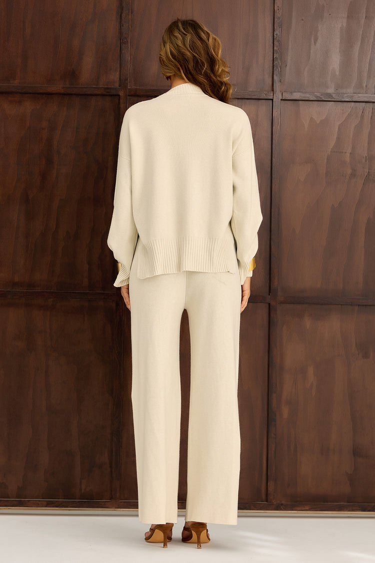 Quiet Luxury Knit Pants - Bone