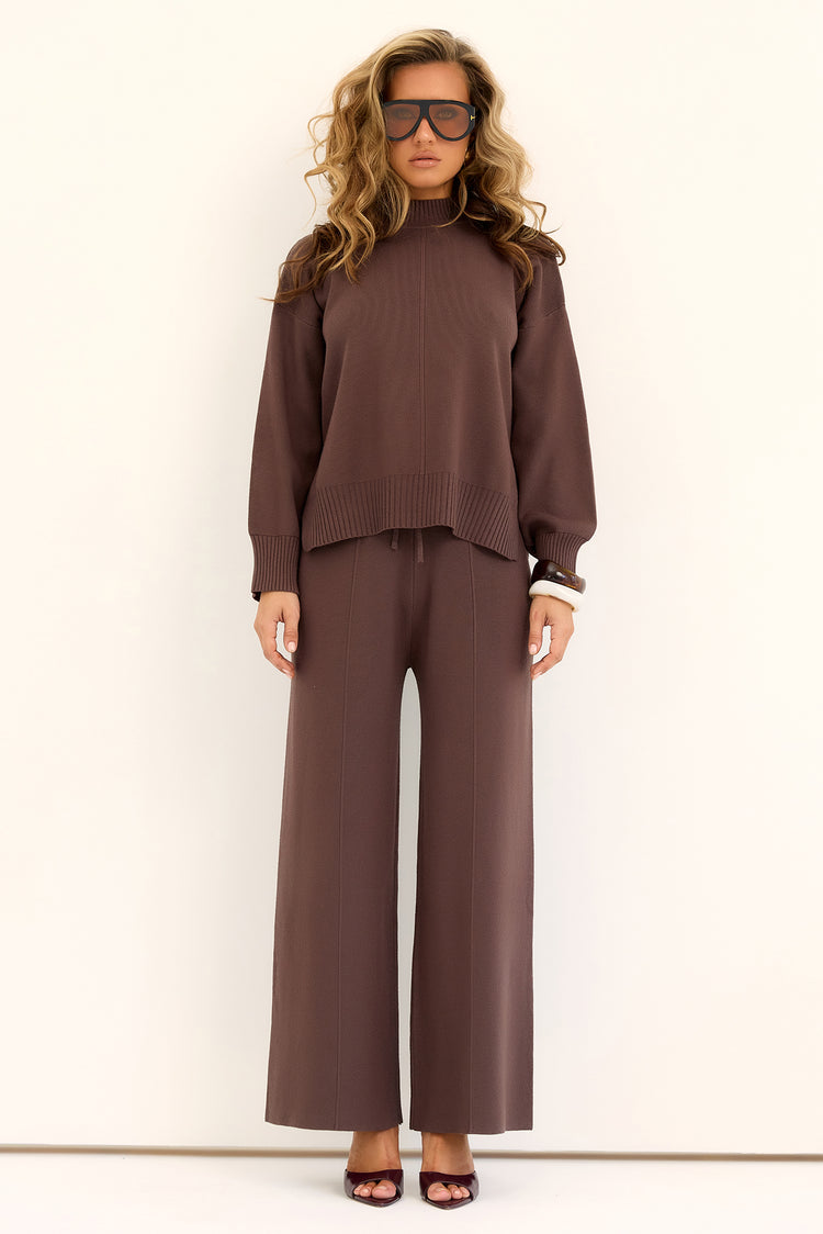 Quiet Luxury Knit Pants - Espresso