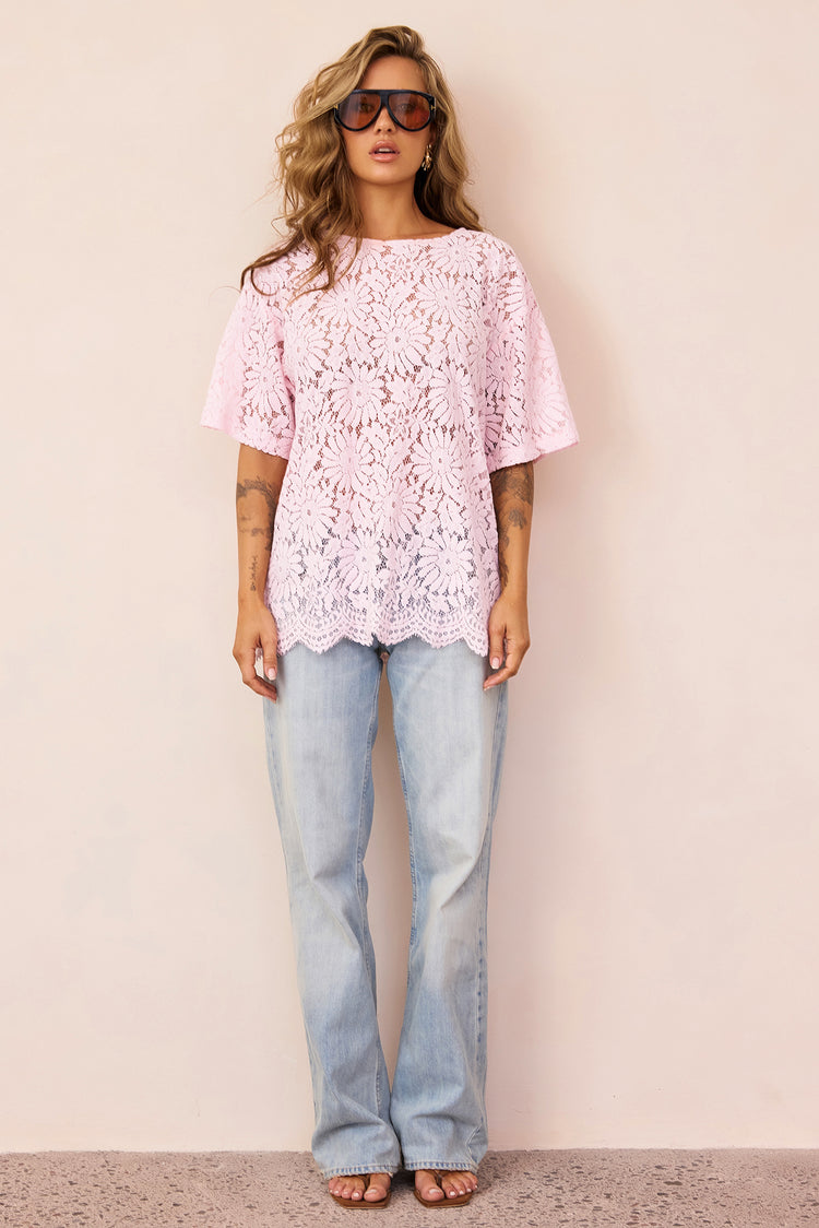 Elodie Lace Top - Pink