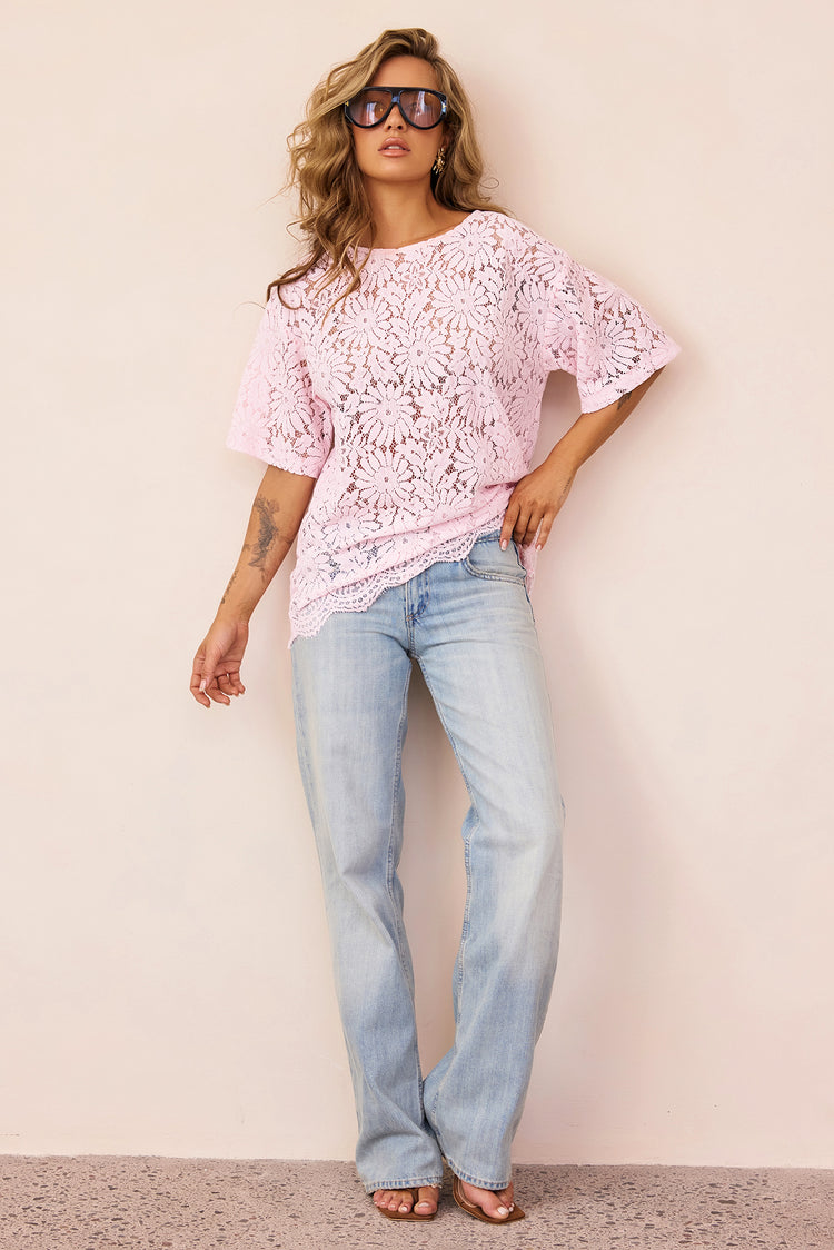 Elodie Lace Top - Pink