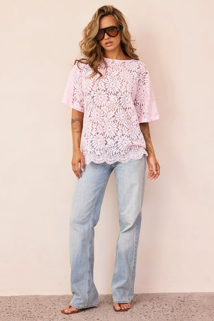 Elodie Lace Top - Pink