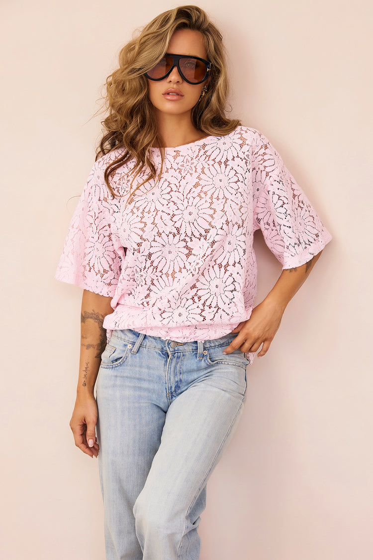 Elodie Lace Top - Pink