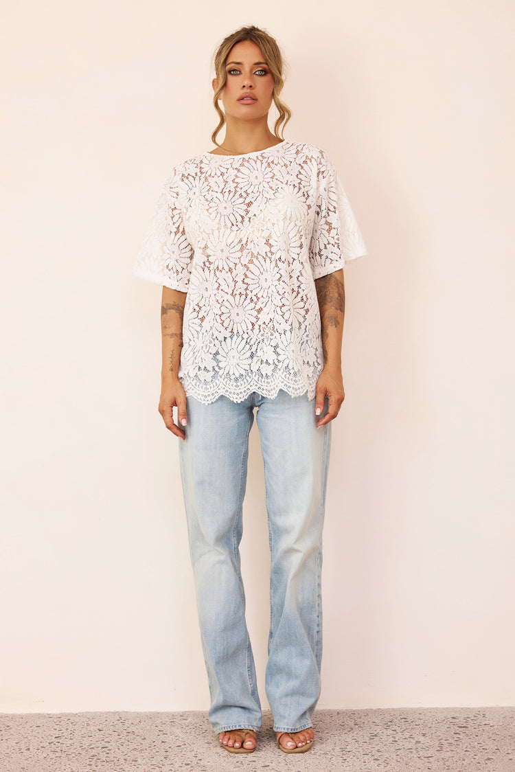 Elodie Lace Top - White