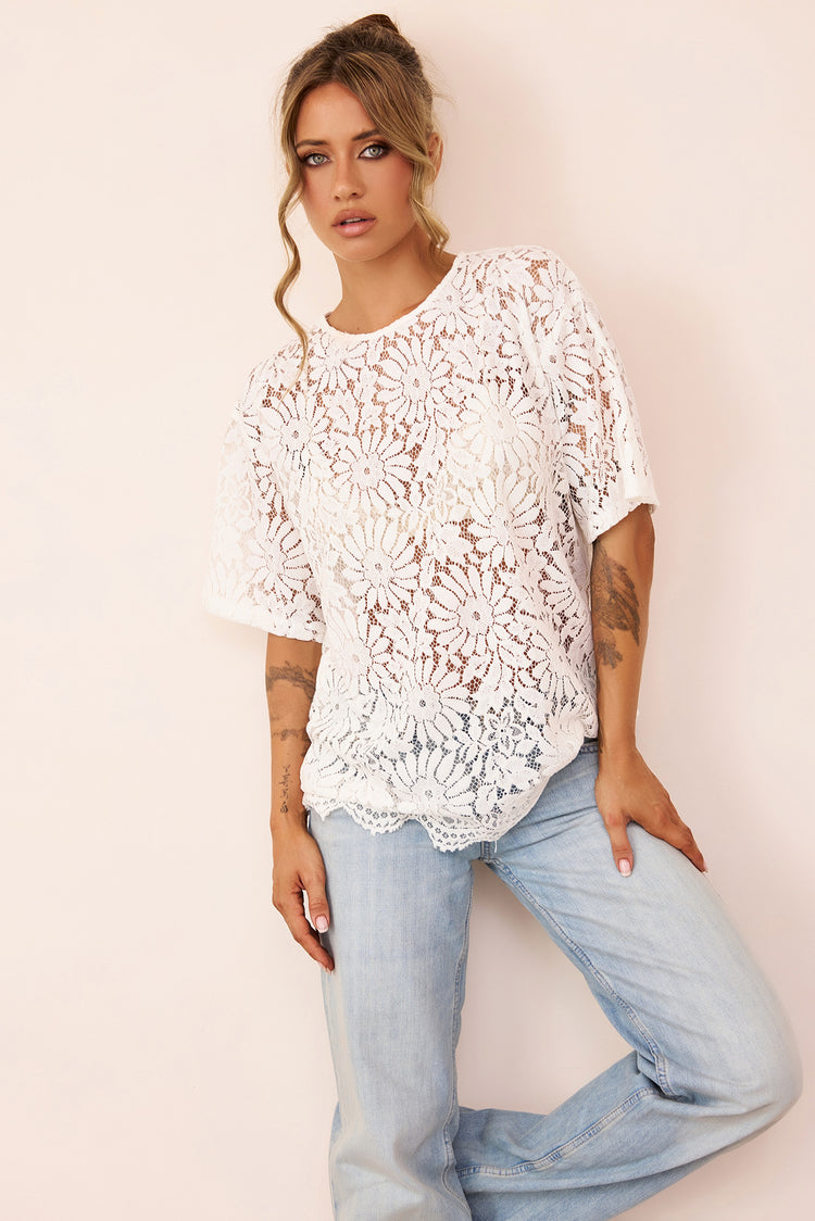 Elodie Lace Top - White