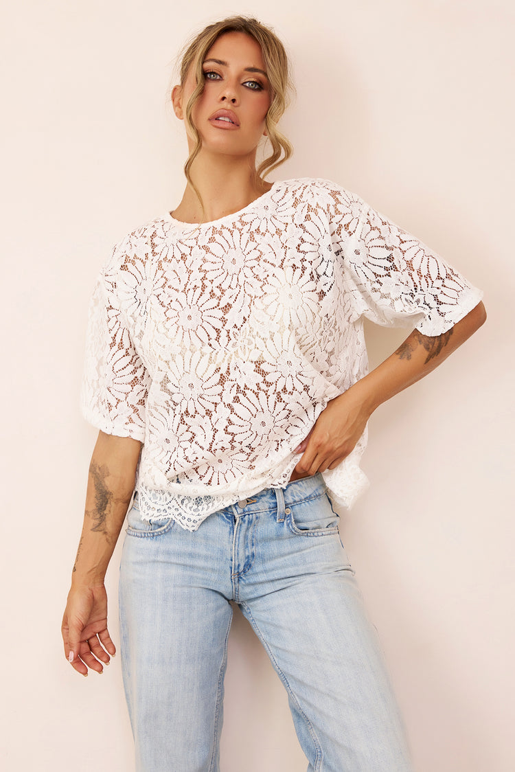 Elodie Lace Top - White