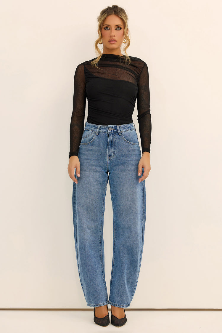 Afterdark Veil Textured Mesh Top - Black