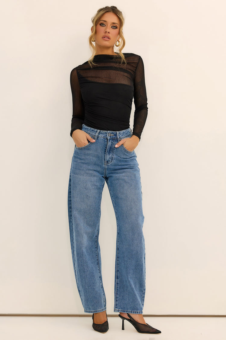 Afterdark Veil Textured Mesh Top - Black