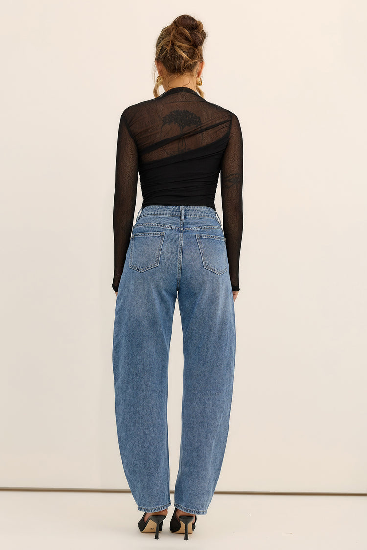 Afterdark Veil Textured Mesh Top - Black