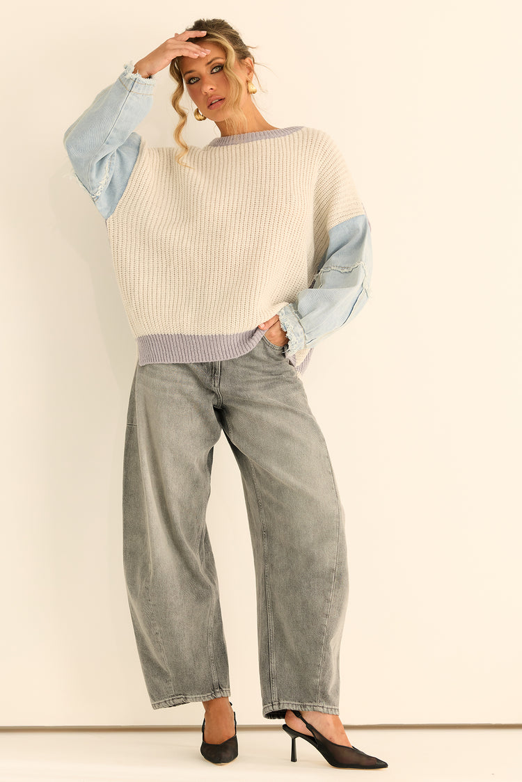 Silverwood Knit Sweater - Grey Blue