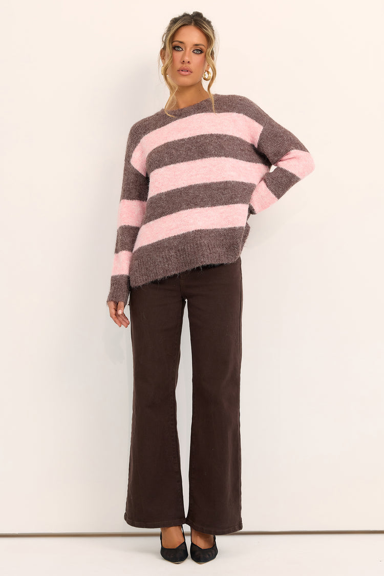 Sweet Escape Knit Sweater - Pink Brown