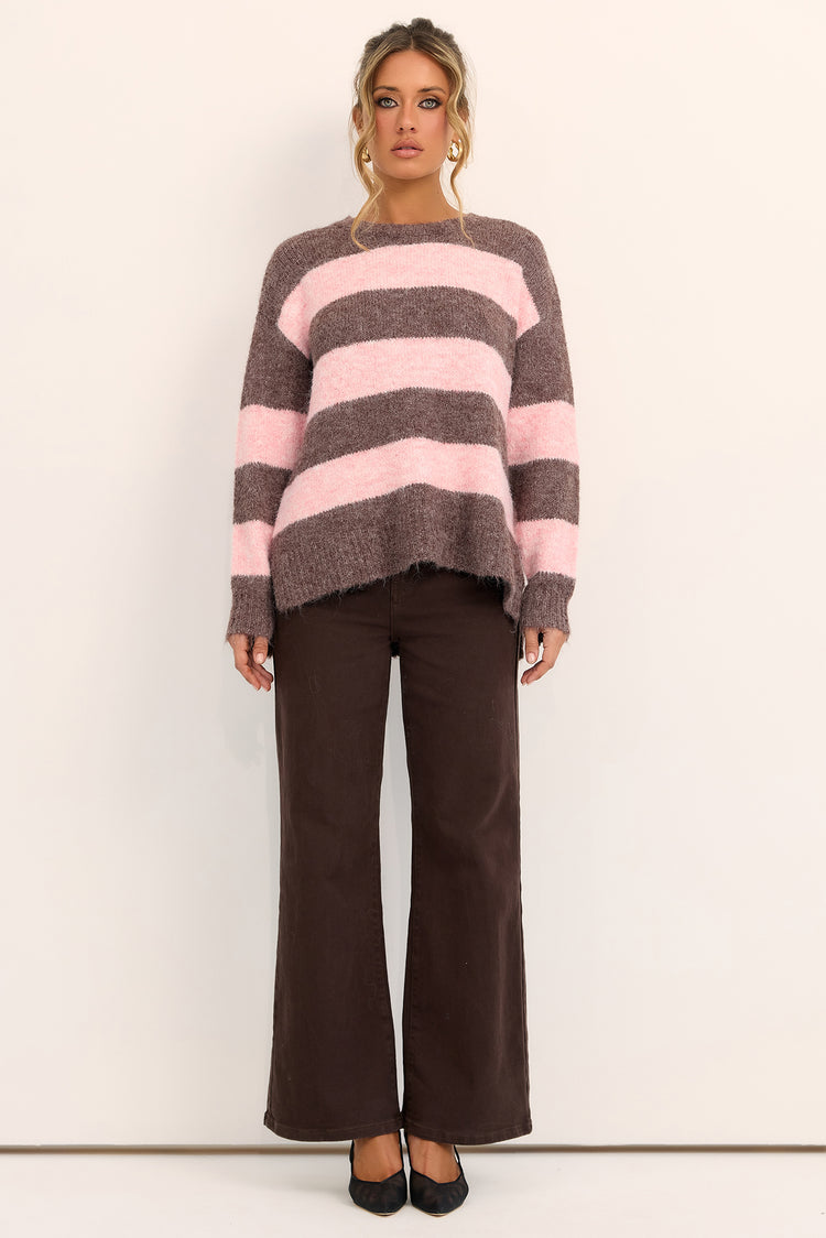 Sweet Escape Knit Sweater - Pink Brown