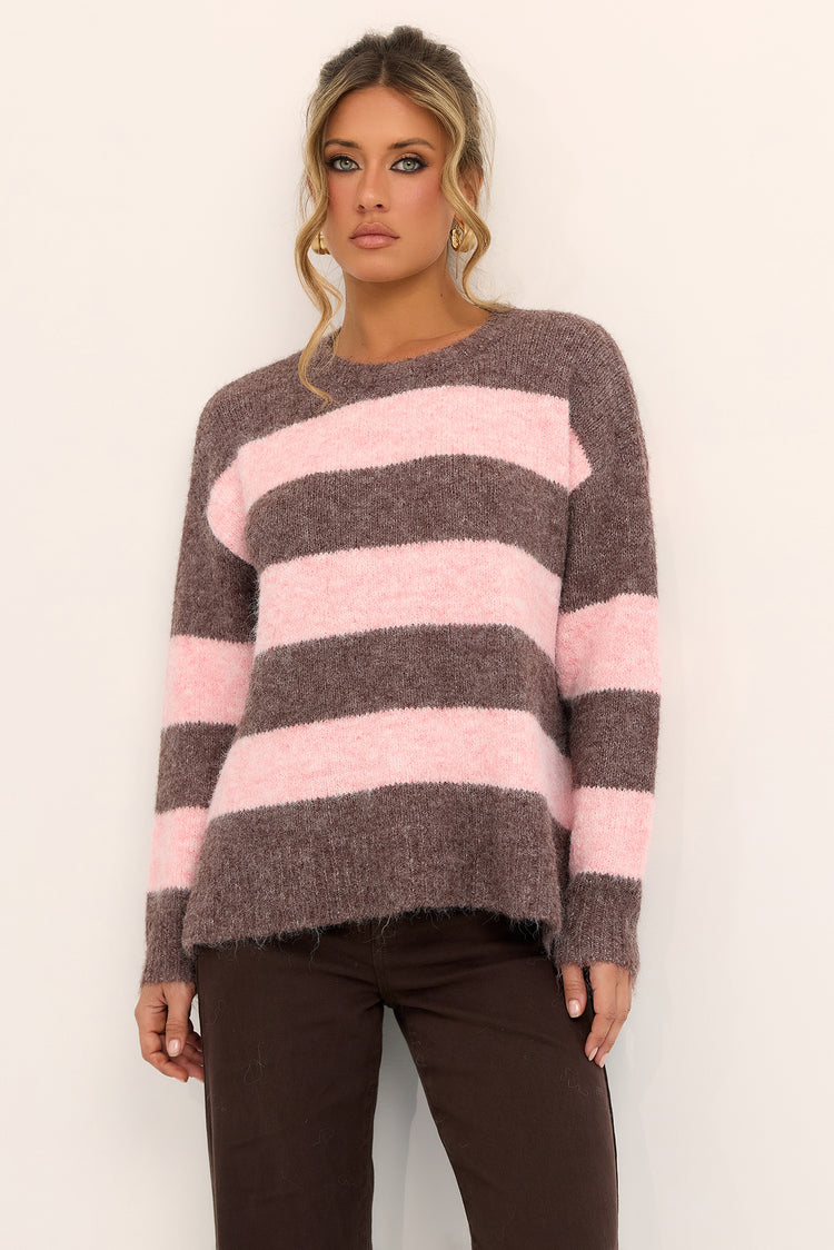 Sweet Escape Knit Sweater - Pink Brown