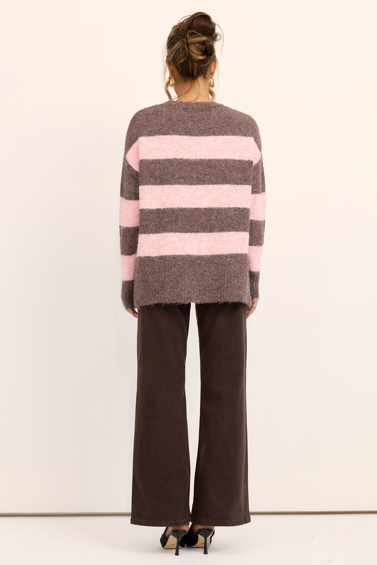 Sweet Escape Knit Sweater - Pink Brown