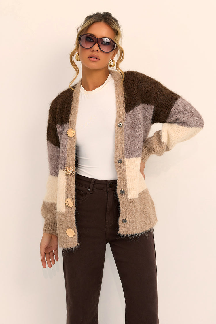 The Montclair Knit Cardigan - Mocha