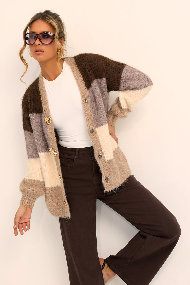 The Montclair Knit Cardigan - Mocha