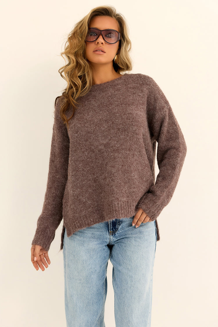 Alpine Air Knit Sweater - Chocolate