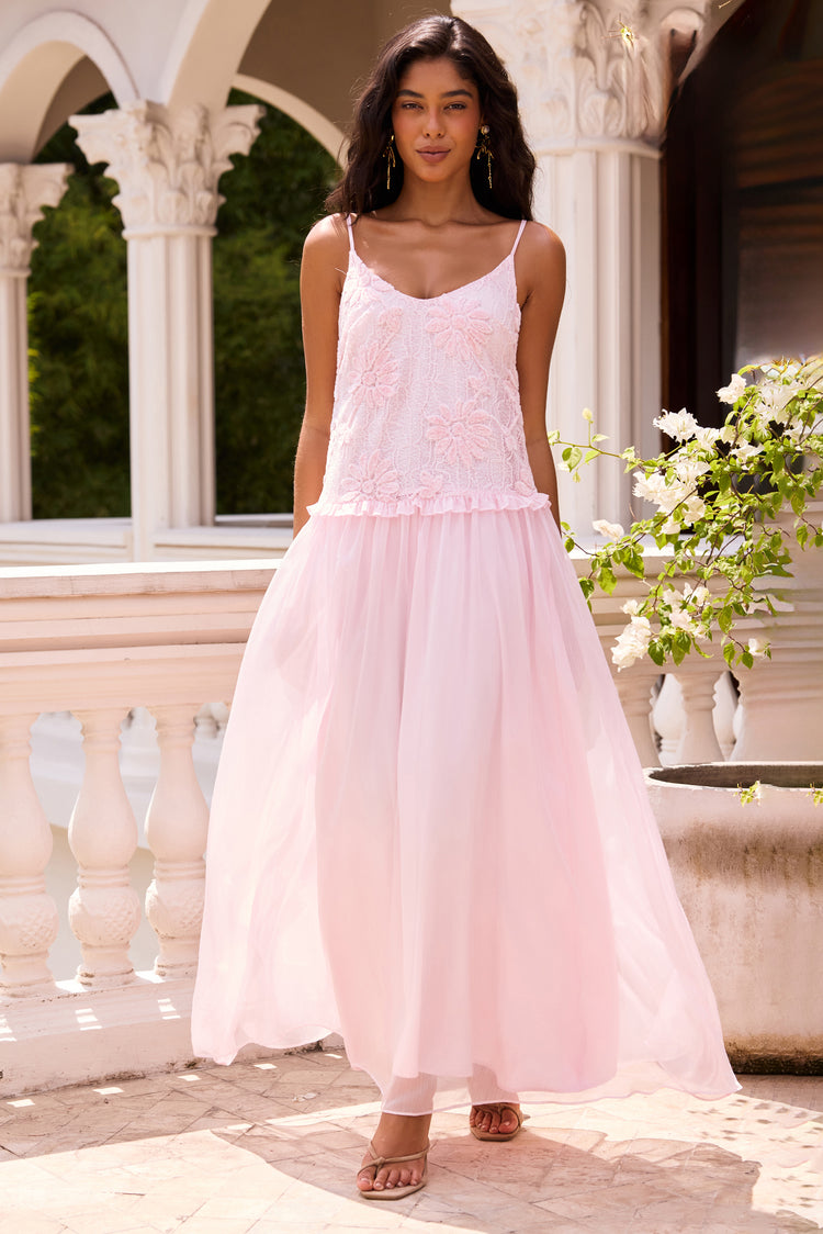 Florentina Lace Maxi Dress - Pink