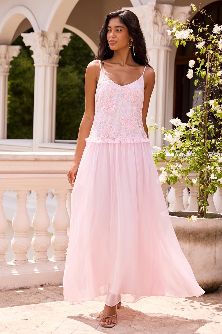 Florentina Lace Maxi Dress - Pink