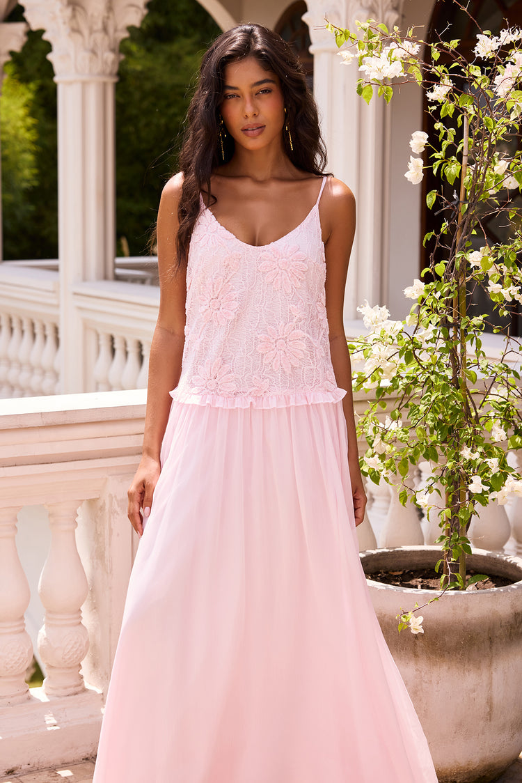Florentina Lace Maxi Dress - Pink