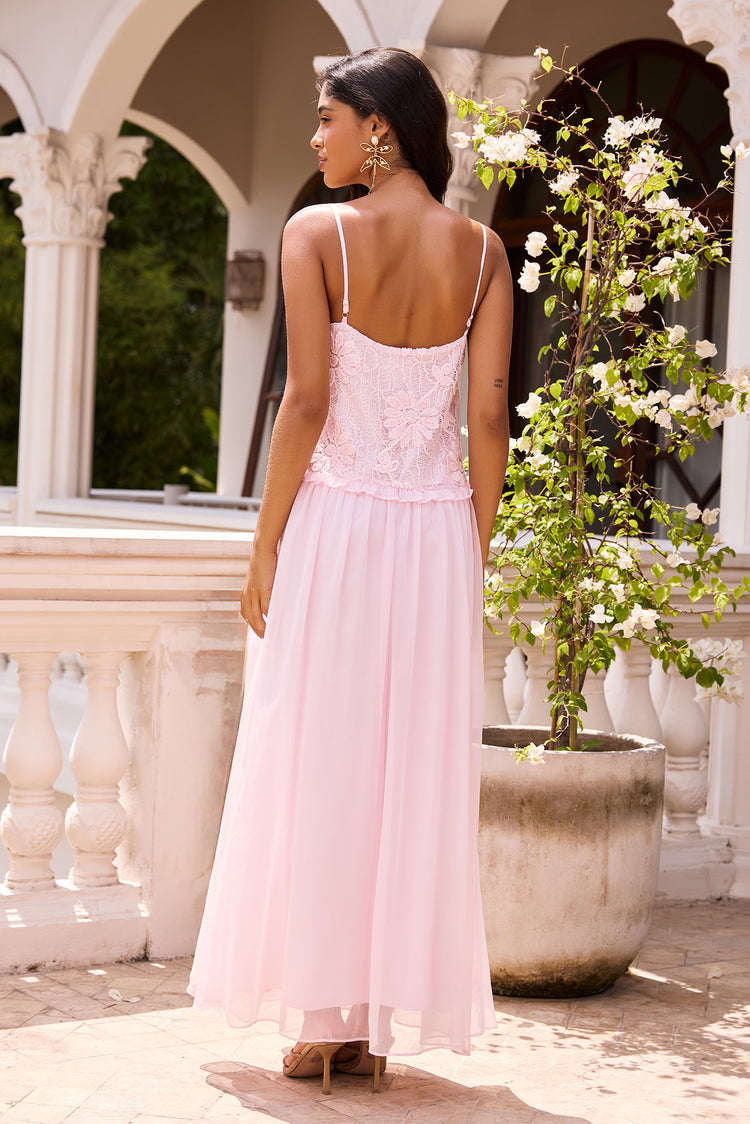 Florentina Lace Maxi Dress - Pink