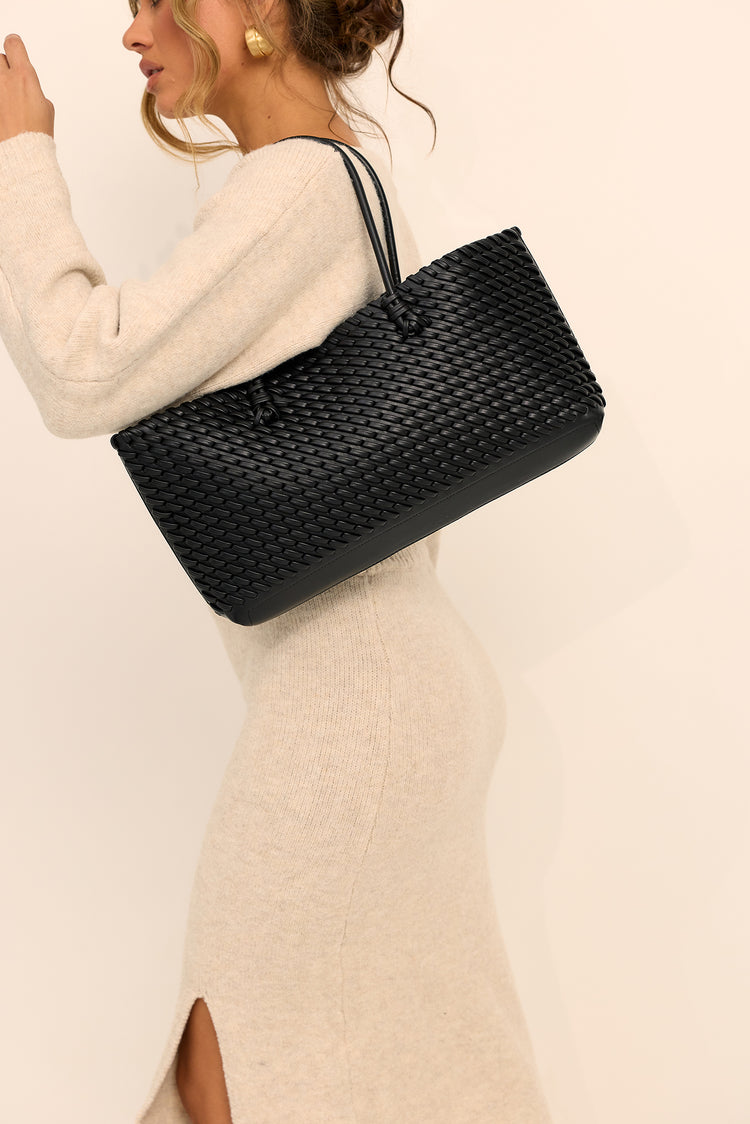 Noir Weave Tote Bag - Black
