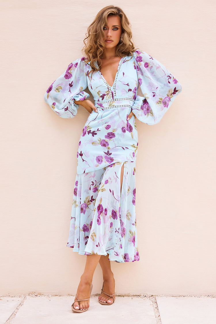 Lisette Chiffon Midi Dress - Blue Multi