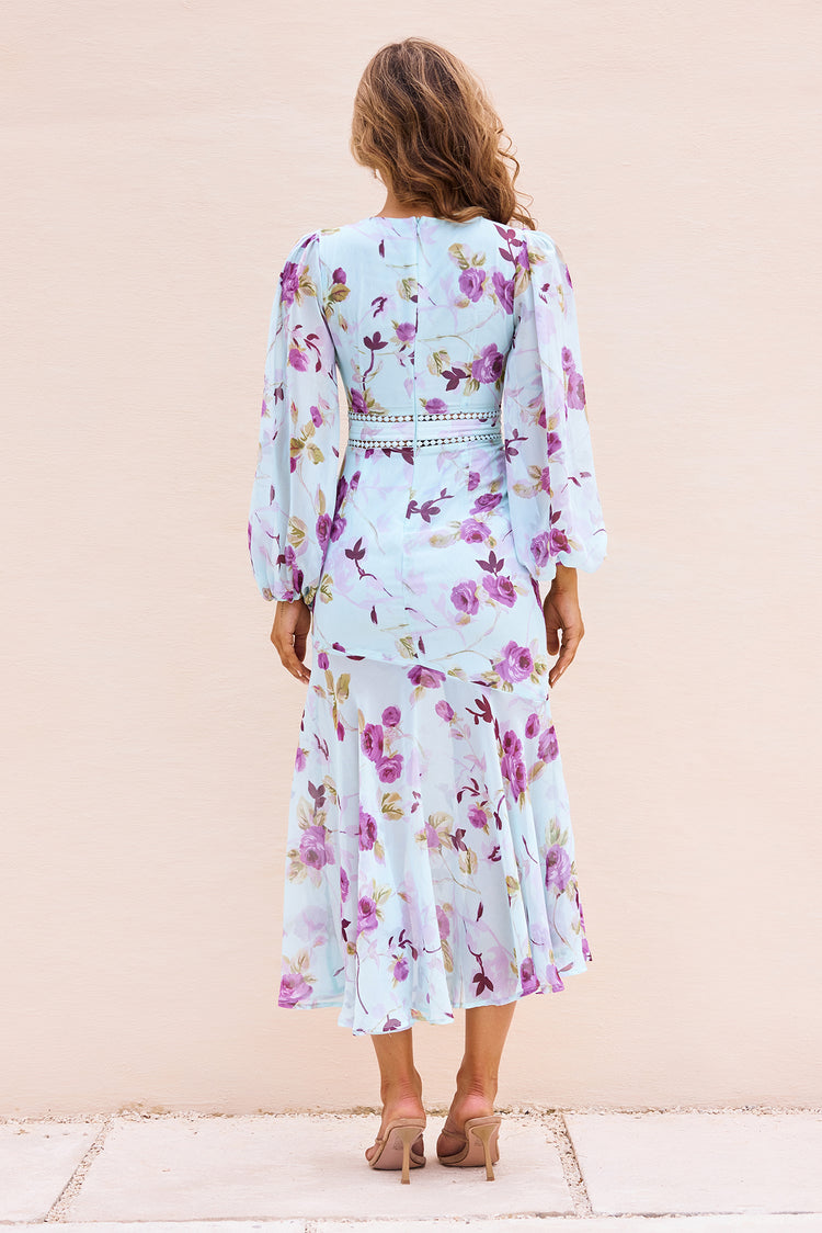 Lisette Chiffon Midi Dress - Blue Multi