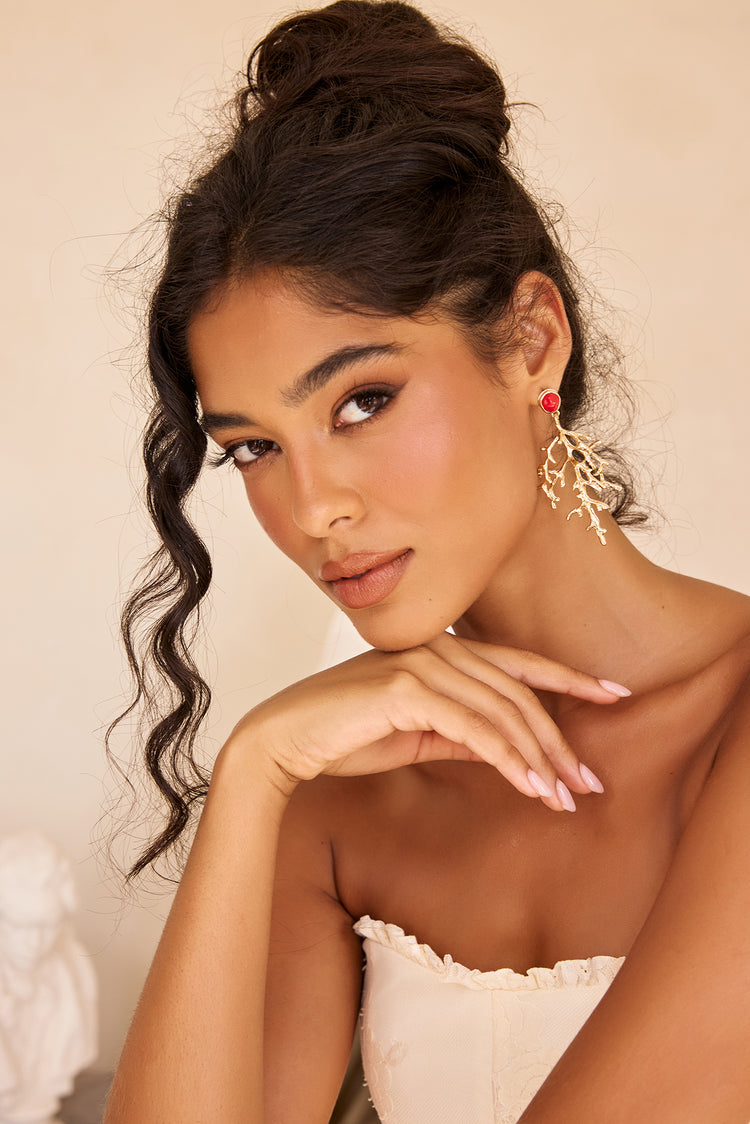 Coral Serenade Earrings - Gold