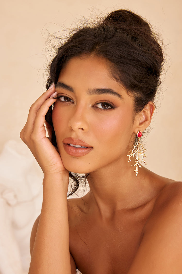 Coral Serenade Earrings - Gold