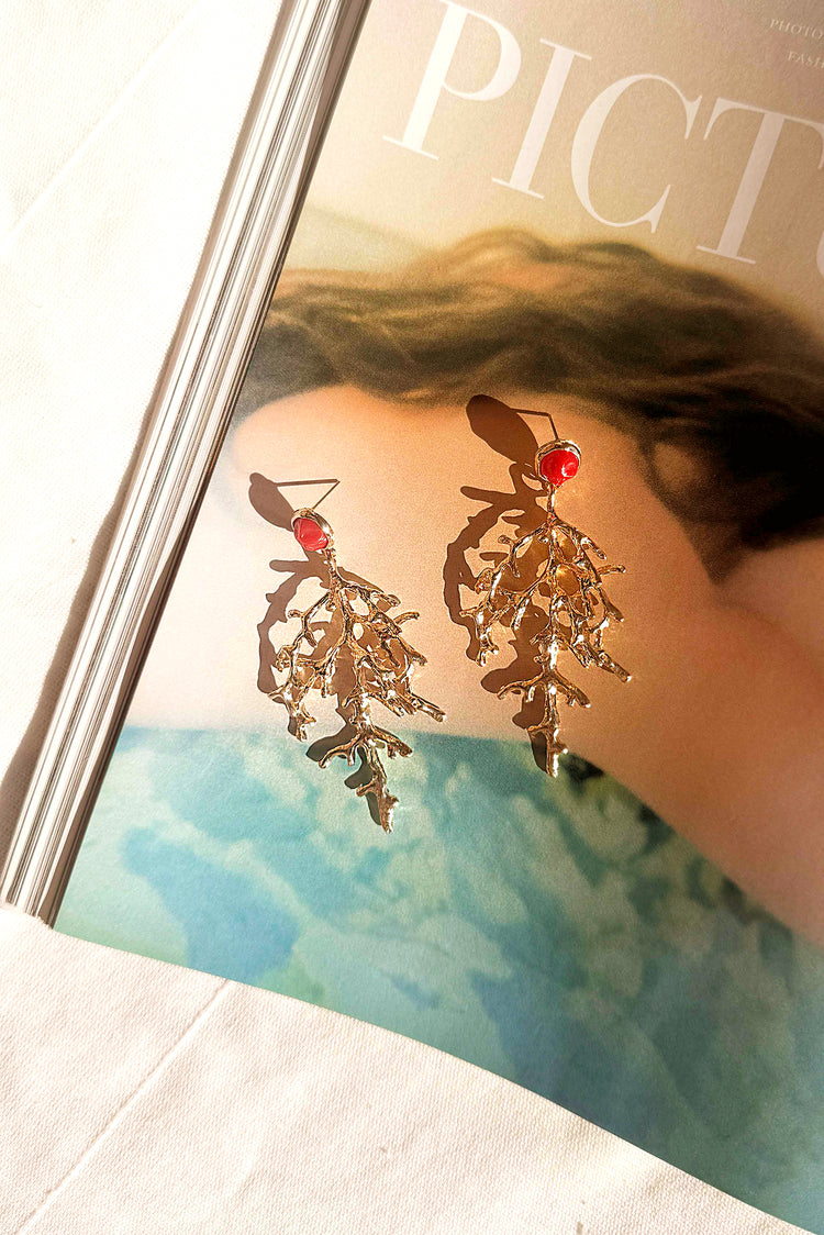 Coral Serenade Earrings - Gold