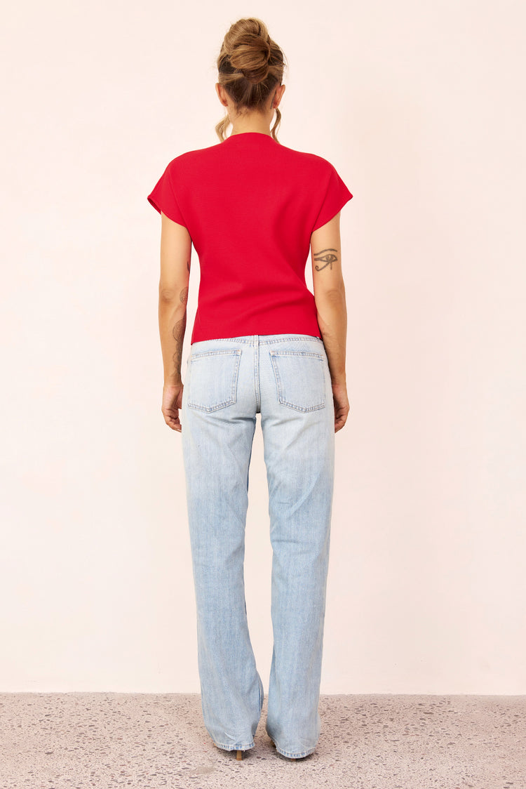Reef Curved Knit Top - Red