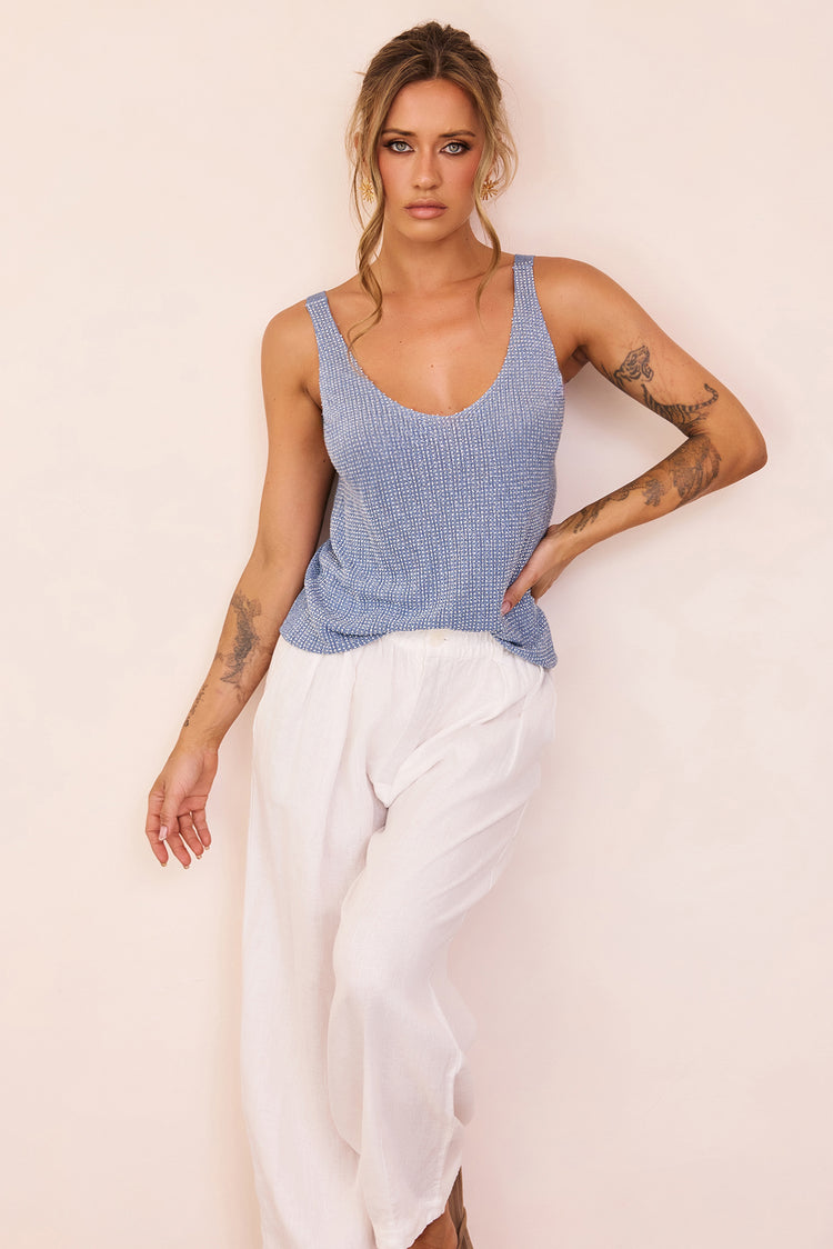 Showtime Lover Lurex Knit Top - Blue