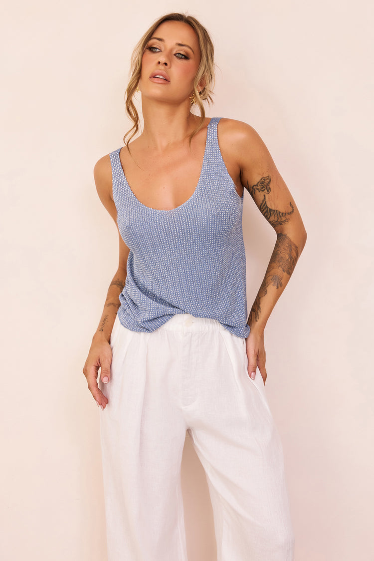 Showtime Lover Lurex Knit Top - Blue