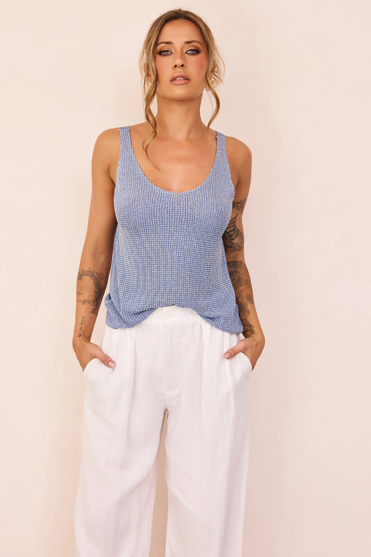 Showtime Lover Lurex Knit Top - Blue