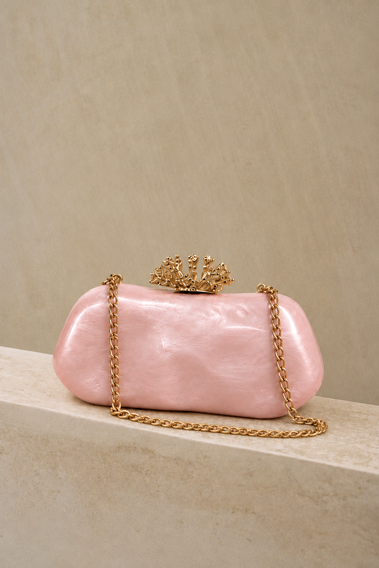 Rosalina Pearl Clutch Bag - Pink