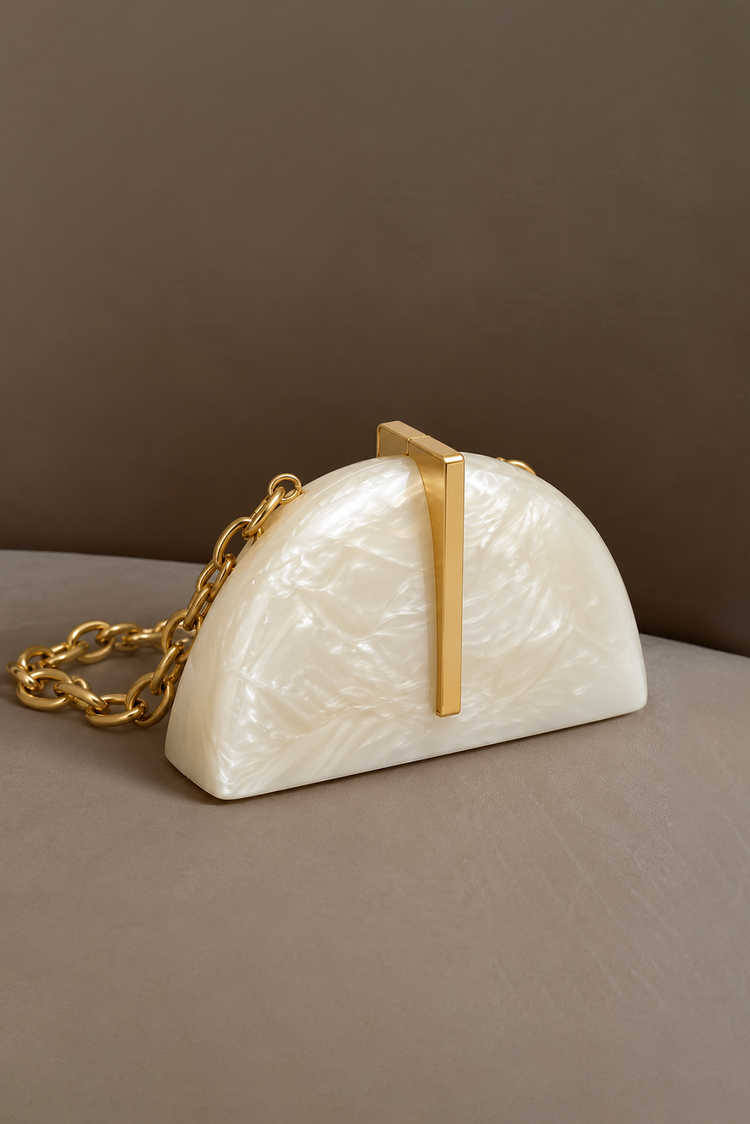 Perla Sculptural Clutch Bag - White