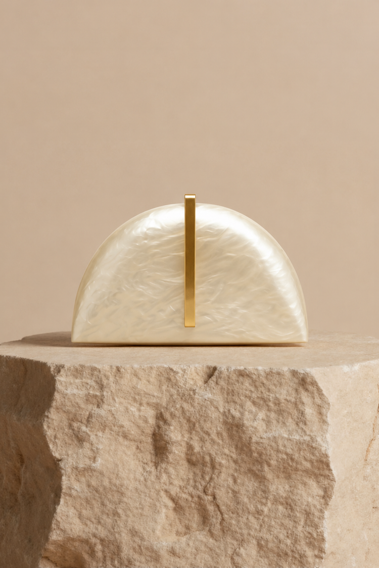 Perla Sculptural Clutch Bag - White