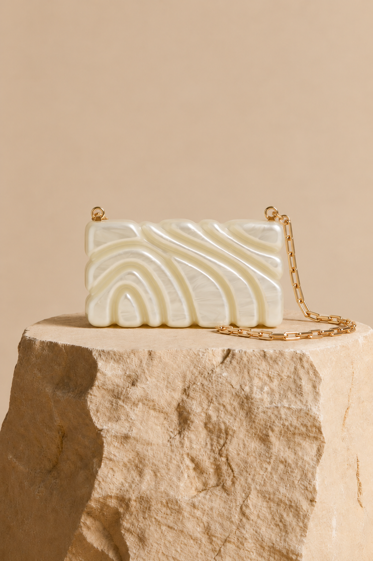 Ondina Sculptural Clutch Bag - Cream