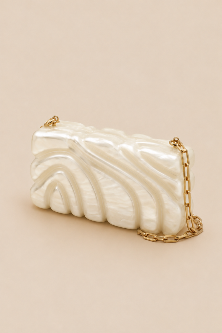 Ondina Sculptural Clutch Bag - Cream