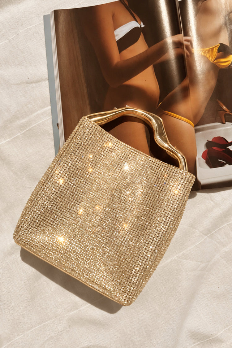 Sculpted Glow Evening Bag - Gold