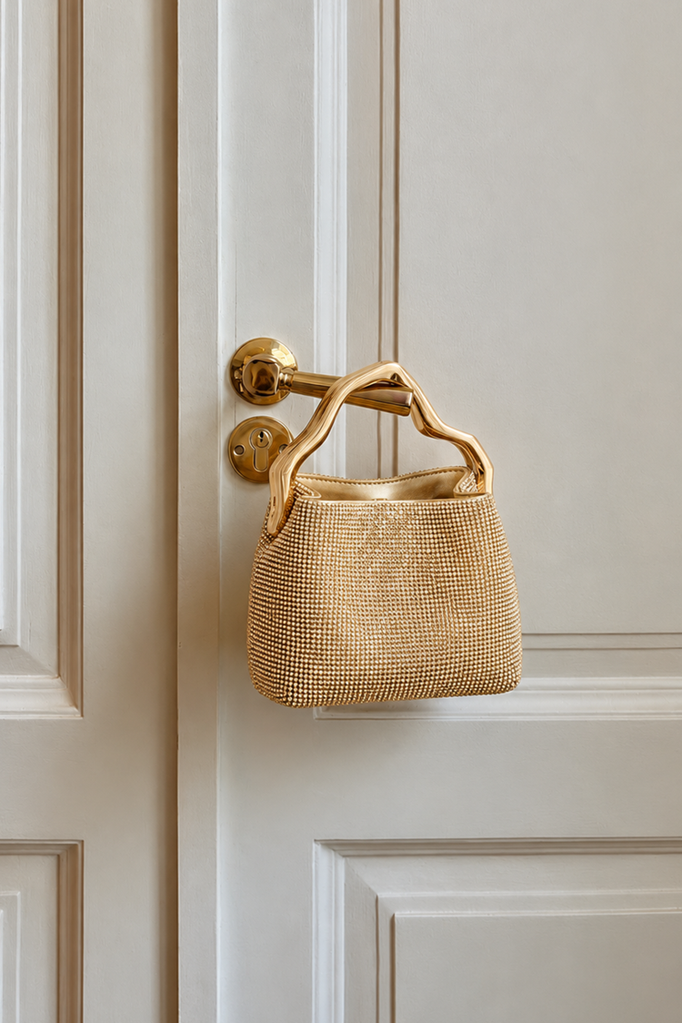 Sculpted Glow Evening Bag - Gold