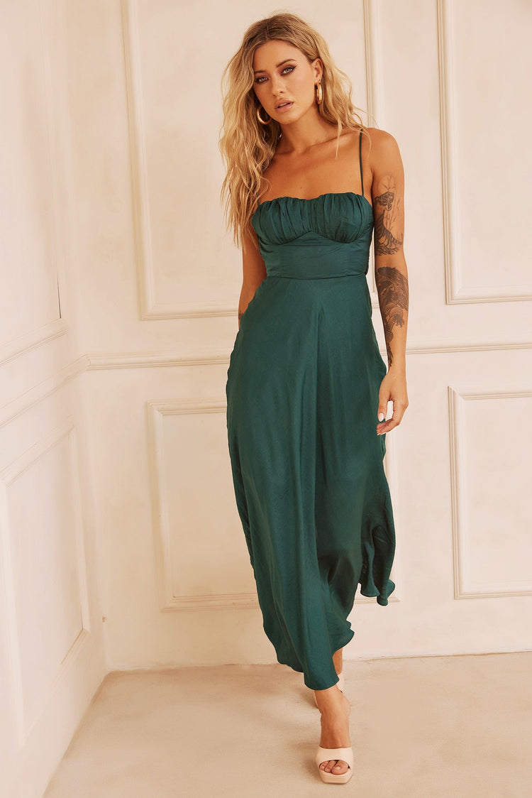 Affectionate Love Midi Dress - Forest Green for women