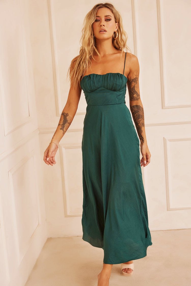 Affectionate Love Midi Dress - Forest Green for women
