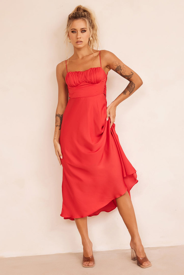 Affectionate Love Midi Dress - Red for women