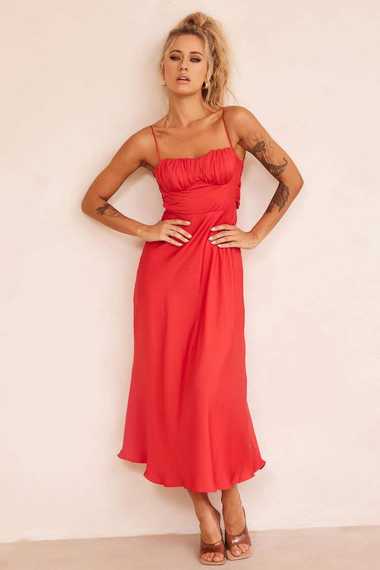 Affectionate Love Midi Dress - Red for women